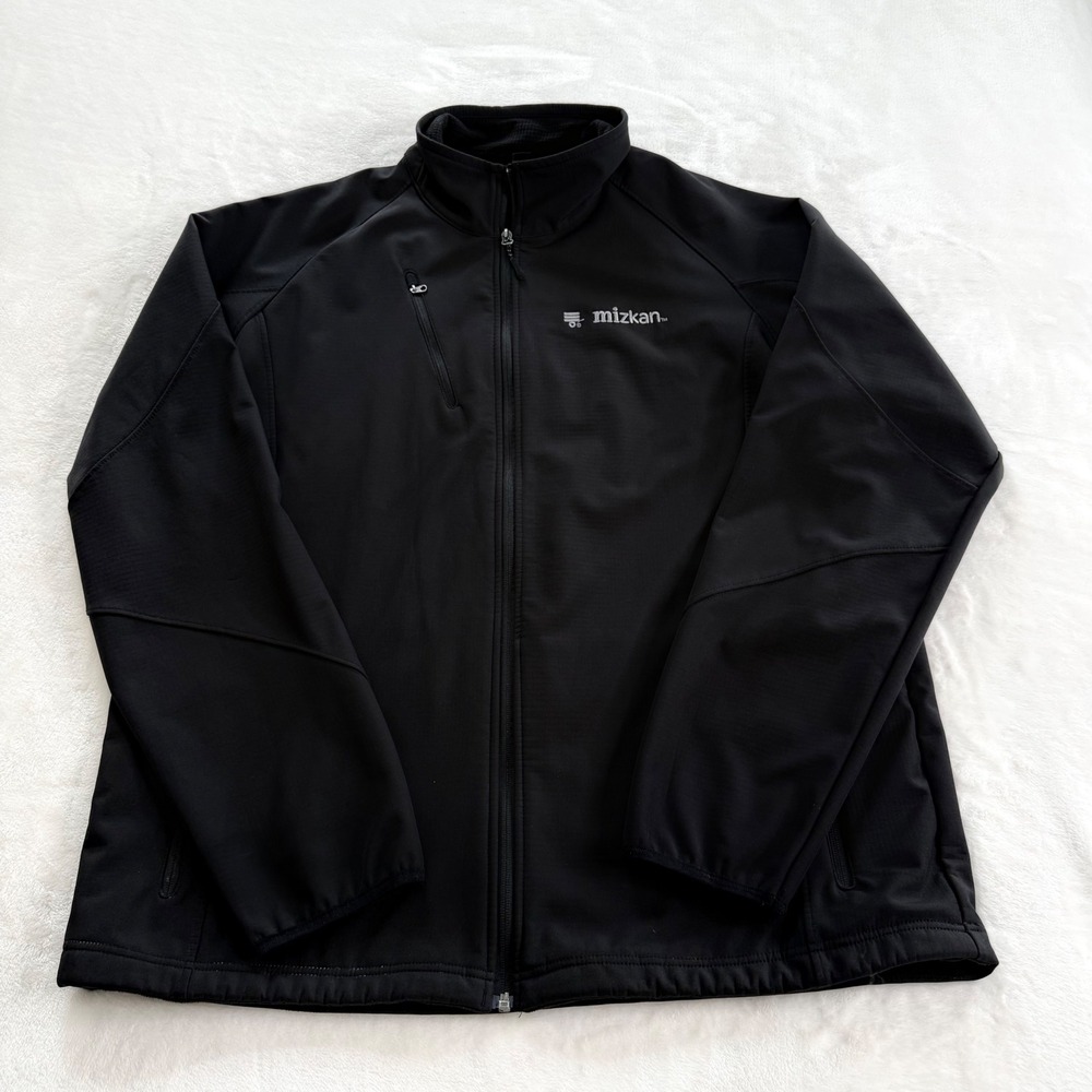 Port Authority Soft Shell Jacket Mens XLT Black Mizkan Logo Full Zip Stretch